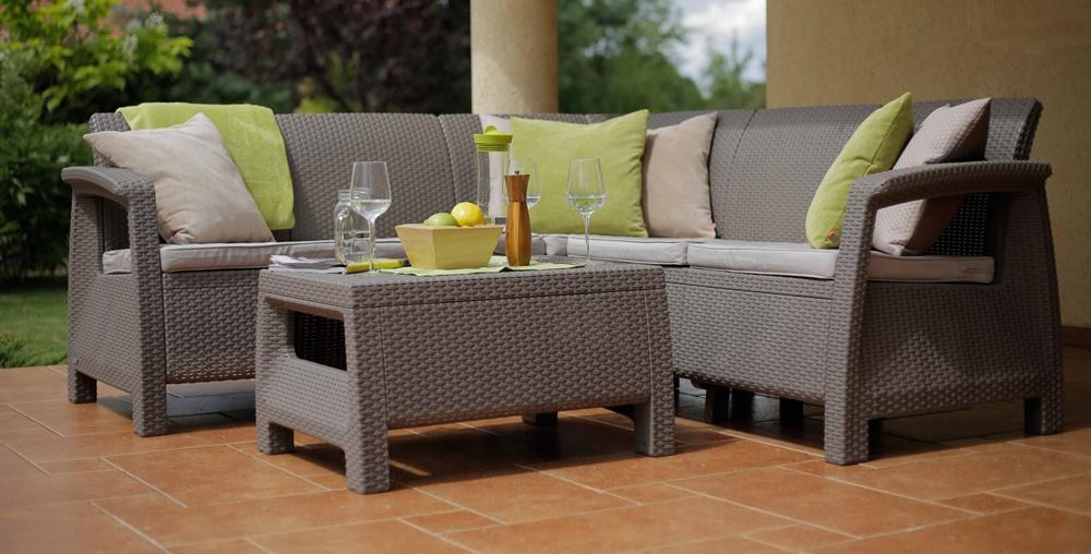 Curver Corfu Relax set colțar de terasă culoarea cappuccino