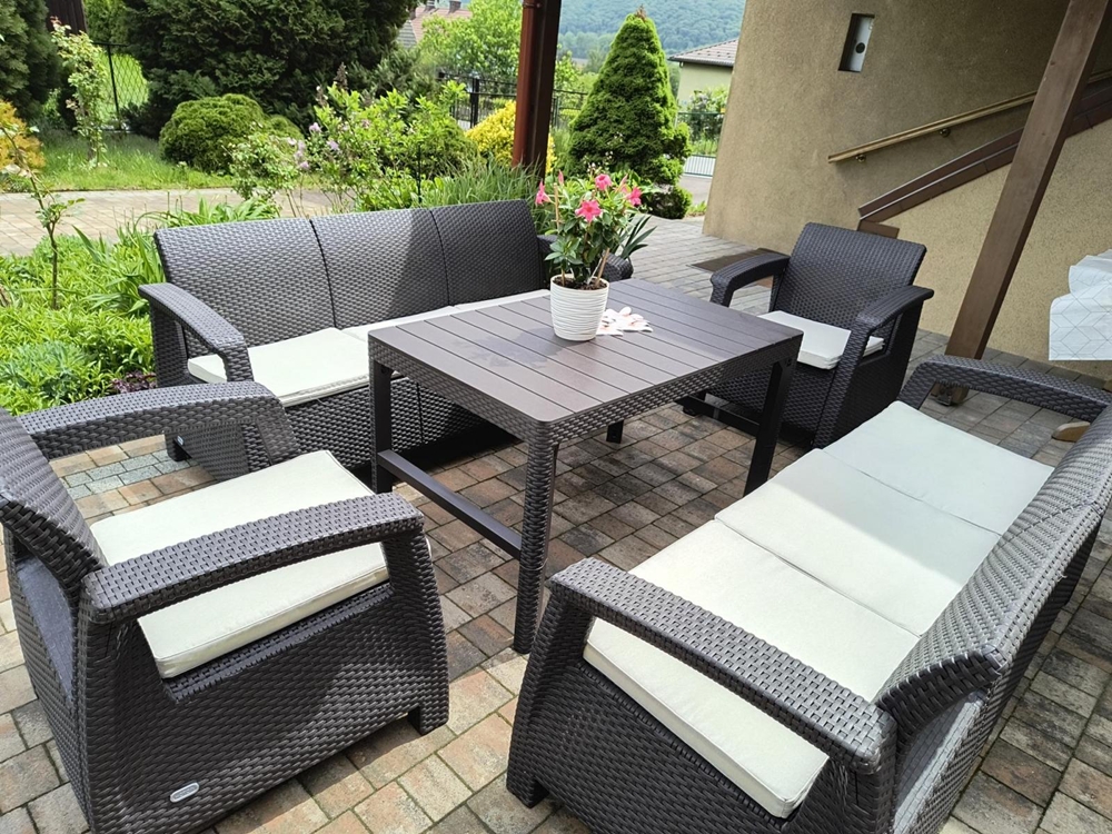 Mobilier de grădină Corfu Lyon Max culoarea grafit, set cu măsuță reglabilă