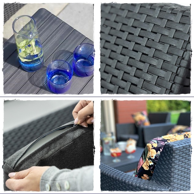 Mobilier fabricat din material rezistent la intemperii, inclusiv la radiații UV