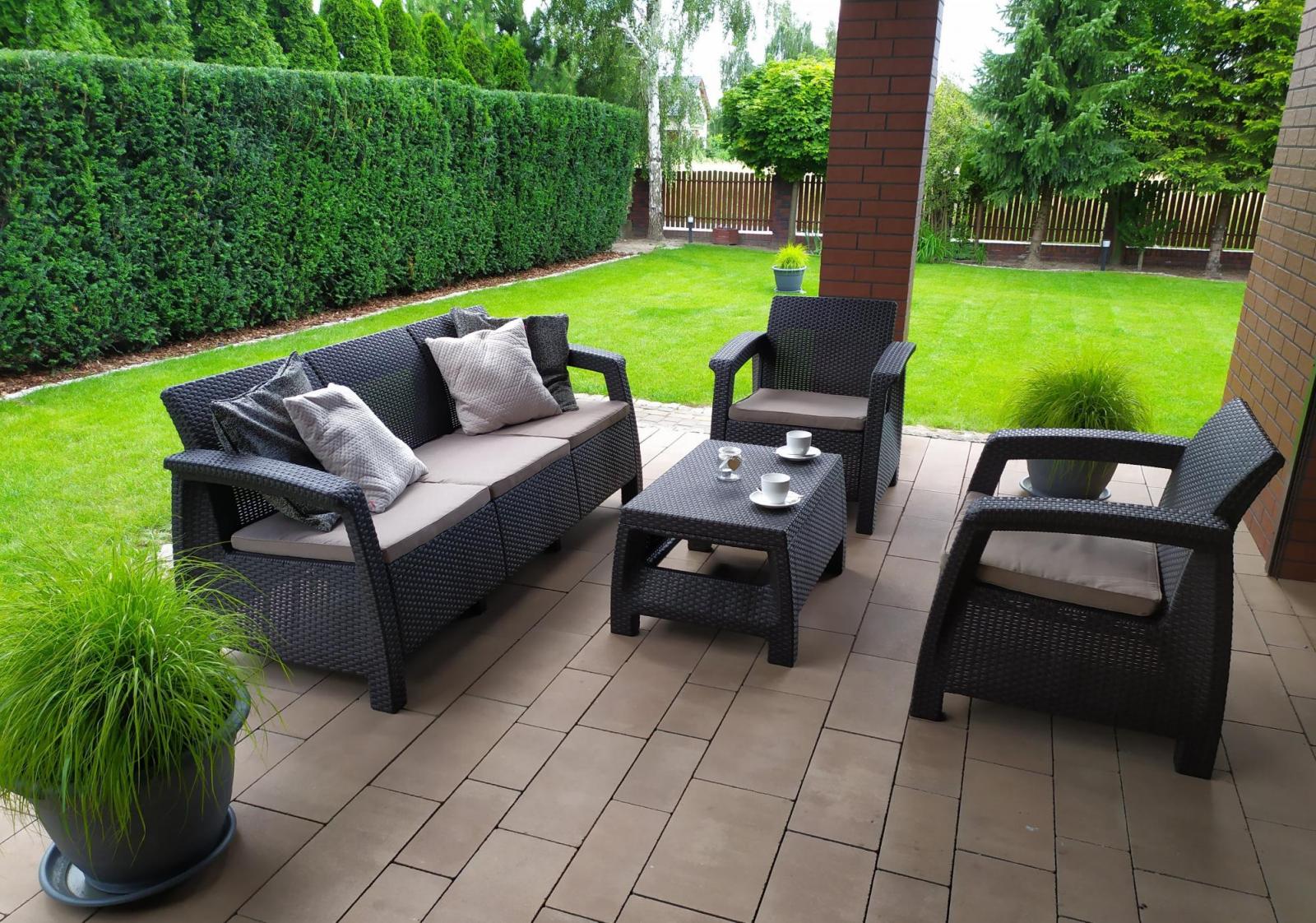 Corfu set Max Curver canapea maro și două fotolii