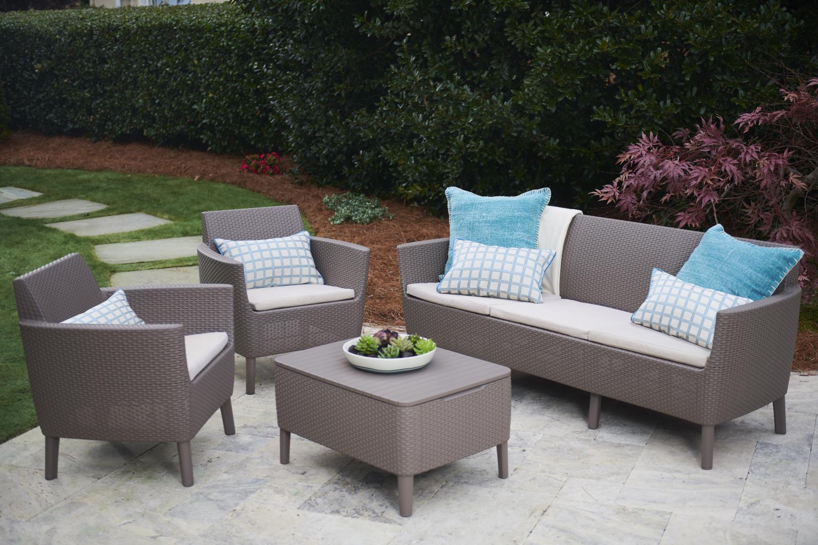 Curver Salemo 3 Set Cappucino mobilier de grădină cu măsuță - ladă