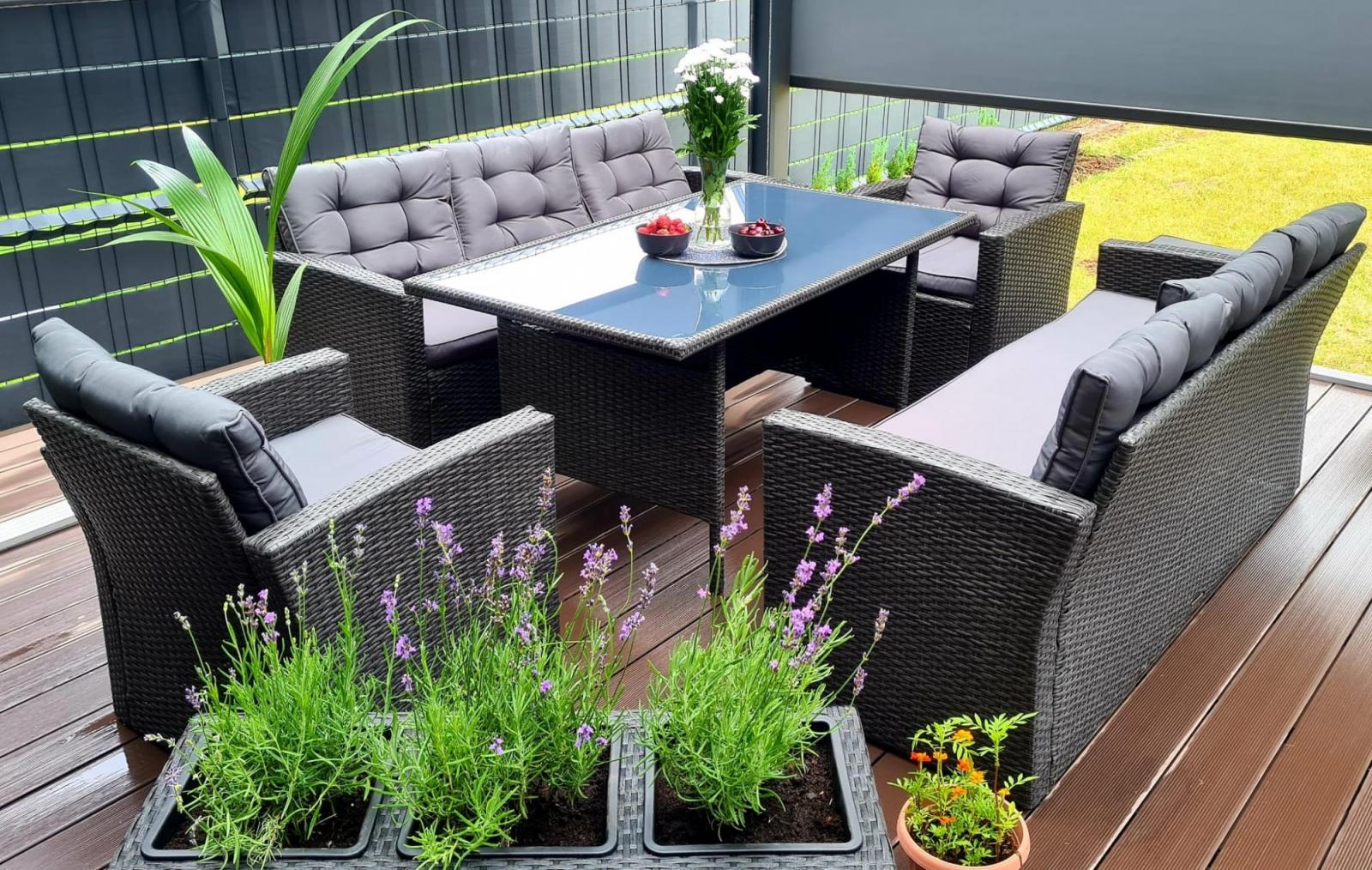 Duże meble ogrodowe technorattanowe na 8 osób