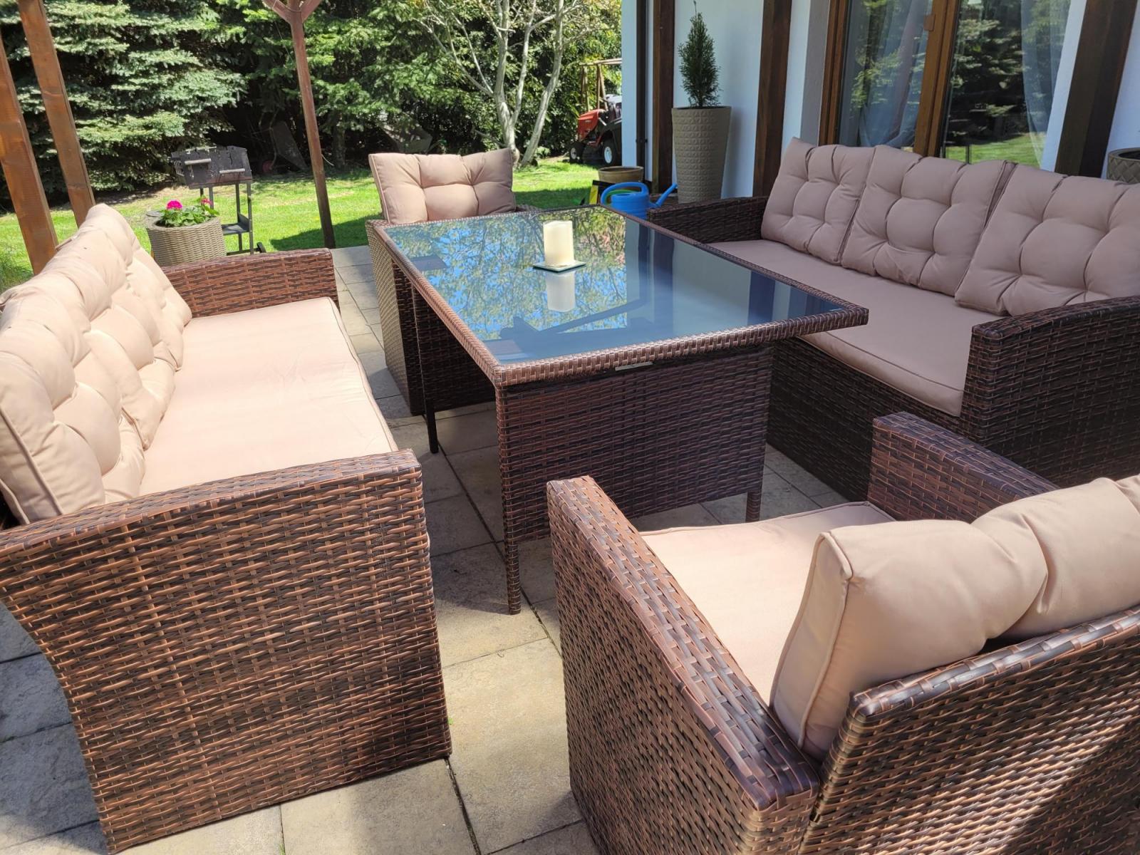 Duże meble ogrodowe technorattanowe na 8 osób