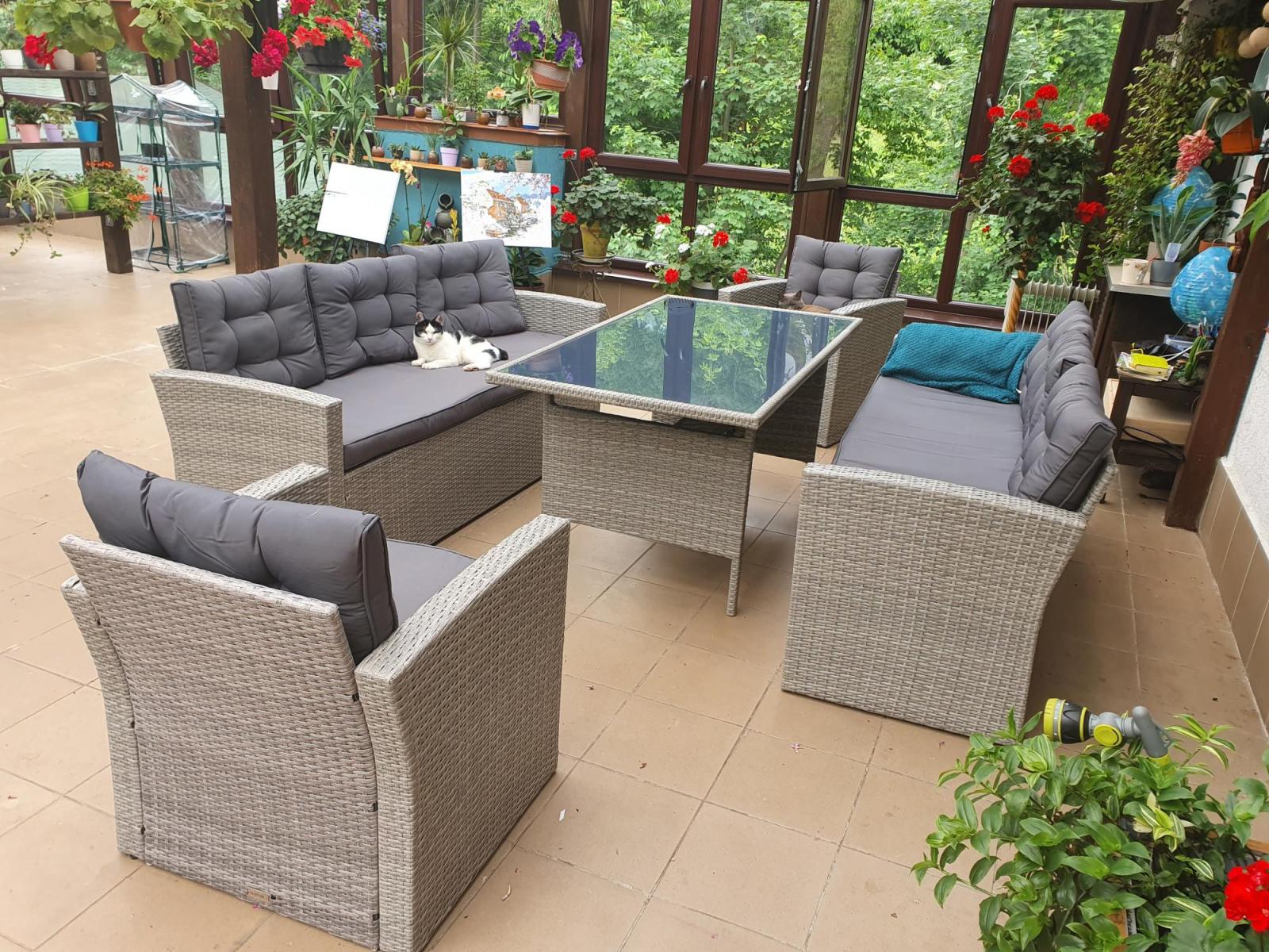 Duże meble ogrodowe technorattanowe na 8 osób