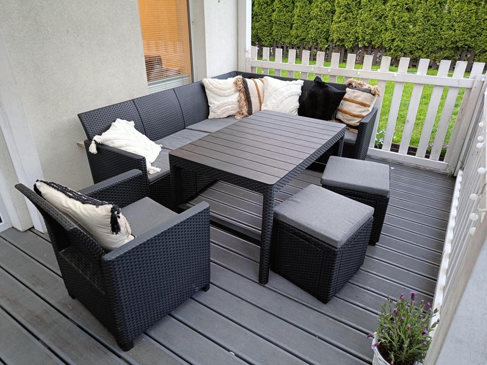 Set mare de grădină cu masă Rellme și două fotolii