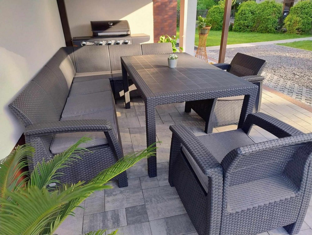 Set mare de grădină cu masă Rellme și două fotolii