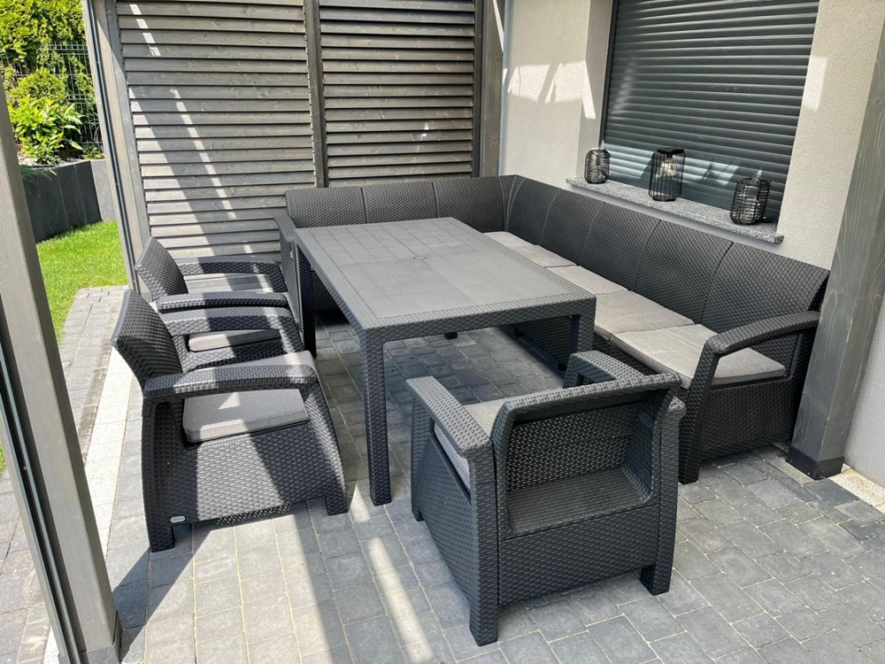 Set mare de grădină cu masă Rellme și două fotolii