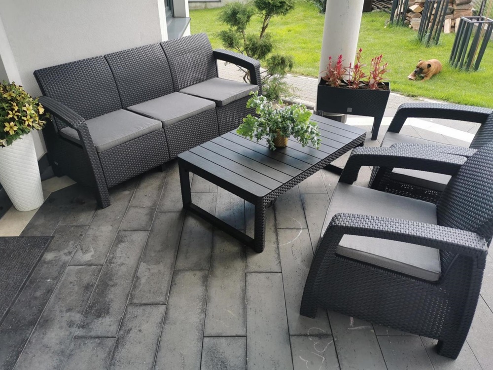 Mobilier de grădină Corfu Lyon Max culoarea grafit, set cu măsuță reglabilă