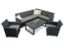 Set mobilier gradină tip colțar Nedler VI,  8 locuri, 2 fotolii, material plastic, gri
