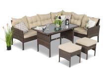 Set mobilier terasă tip colțar din technorattan Perata Corner Brown -maro