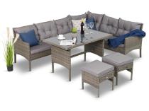 Set mobilier terasă tip colțar din technorattan Perata Dark Grey - gri închis