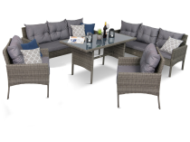 Set Polyrattan cu masa de sufragerie Perata Grande Dark Grey