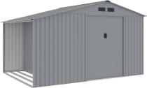 Casuță de gradină tip magazie cu adăpost pentru lemne Wipper 342x255x202cm - Gri G15