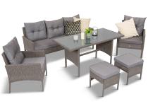 Set de mobilier de sufragerie Perata Dining Poly Rattan - gri închis