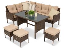 Set mobilier grădină tip colțar cu masă înaltă de 120 cm și 3 pufe Torino Corner Carmel