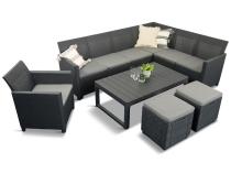 Set de grădină cu colțar Nedler VI un fotoliu și două poufuri