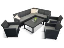 Set mobilier gradină, tip colțar Nedler VI, 6 locuri, 3 fotolii, material plastic - grafit