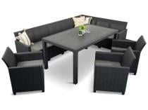 Set mobilier grădină tip colțar Nedler VIII, 10 locuri, 3 fotolii,  material plastic- gri