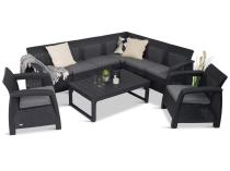 Set mobilier gradină tip colțar Relly VI, 8 locuri, cu 2 fotolii, măsuță  - grafit