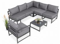 Set mobilier grădină modular de tip colțar cu masă și fotoliu Trapeno cu 5 module