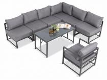 Mobilier de grădină modular grafit cu masă înaltă și fotoliu Trapeno 6 module