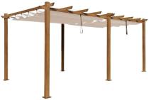Pergolă terasă metalică Kirn 3x5,5 aluminiu - Lemn crem