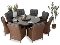 Set terasa ratan aluminiu, masa rotunda Laritto 8+1, natur