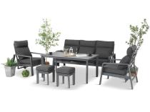 Set mobilier gradina aluminiu Renalo Dining R, pentru 7 persoane, negru + gri