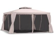 Pavilion de grădină 3x3 din metal cu perdele și plasă de țânțari Okapi Max 3x3 - Crema