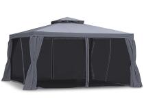 Pavilion de grădină gri 4x4 cu plasă de țânțari și draperii Okapi Max
