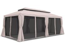 Pavilion gradina Okapi Max 3x6 din metal cu perdele și plasă de țânțari - Cremă