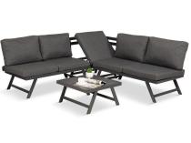 Colțar cu șezlong pentru terasă mică Soletto, pentru 5 persoane, gri