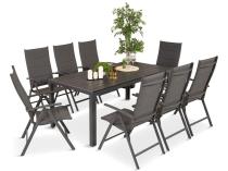 Set mobilier gradina masa 180cm si scaune pliabile terasa Kanbery, negru