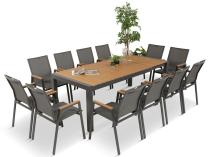Set mare de mobilier pentru servit masa pentru 12 persoane Tanami + 12x Marla Antracite