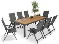 Set masa si scaun grafit pentru 8 persoane - masa 210cm Tanami Daven 8+1 - Furnivo