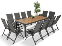 Set mobilier de gradina, masa si scaune pentru 12 persoane Tanami Daven Antracite