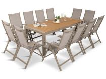 Set masa din aluminiu 210 cm si 12 scaune pliabile Tanami Daven Taupe