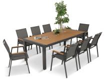 Set mobilier de gradina din grafit cu masa extensibila 210 cm + 8 scaune Tanami Marla