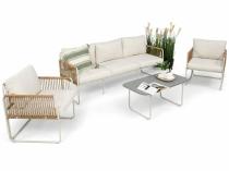 Set mobilier terasă, culoare crem, modern pentru 5 persoane Kibi - Crema