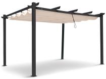 Pergola pentru gradina/terasa 4x4, retractabila, cadru aluminiu, Kirn Cremă
