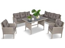 Set gradina ratan pentru 8 persoane Torino Grande Gri