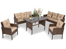 Set mobilier gradină din technorattan pentru 8 persoane Torino Grande Maro