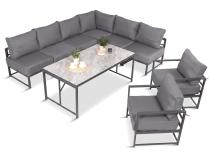 Mobilier de grădină modular de tip colțar cu masă 160 cm și două fotolii