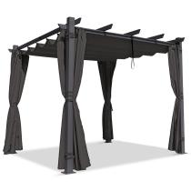 Pergola independentăna pentru terasă cu draperii 3x3 Kirn Gri - cadru din aluminiu
