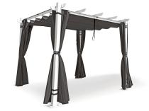 Pergolă albă pentru terasă cu draperii Kirn 3x3 - Grey White