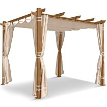 Acoperiș pe terasă cu draperii 3x3m Pergola Kirn - Cream Wood