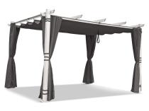 Pergolă albă din aluminiu cu draperii pentru terasă Kirn 3x4 - Grey White