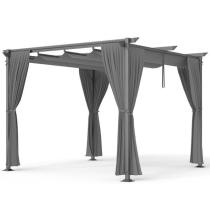 Pergola de grădină gri cu perdele 3x3 Niro - Gri