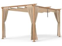 Pergola de grădină din lemn 3x4 Niro cu perdele - Cream Wood