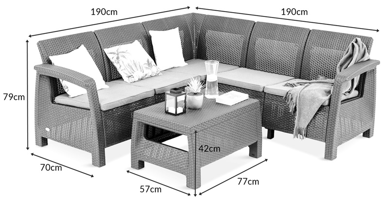 Corfu Relax grafitowy wymiary